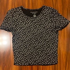 Floral American eagle top (navy)
